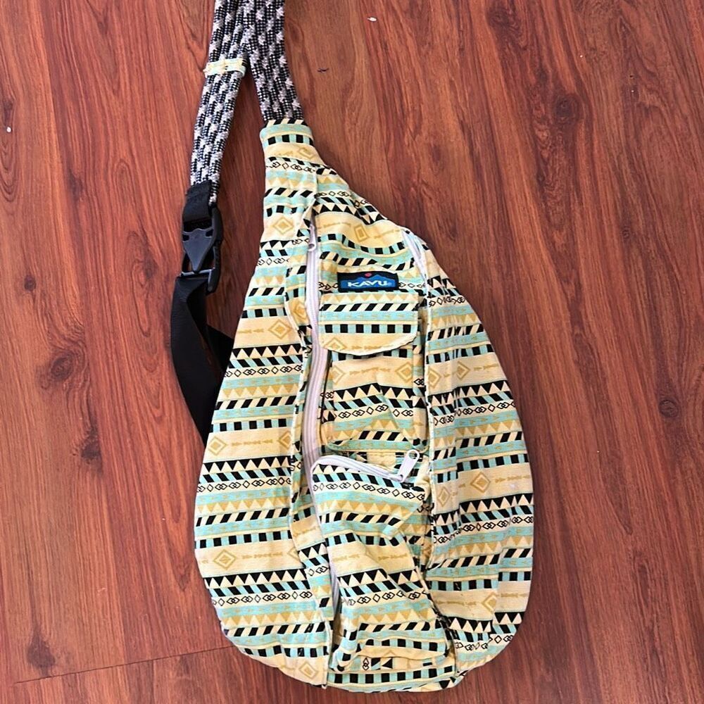 Kavu yellow black and green sling bag Gym bag utility bag backpack